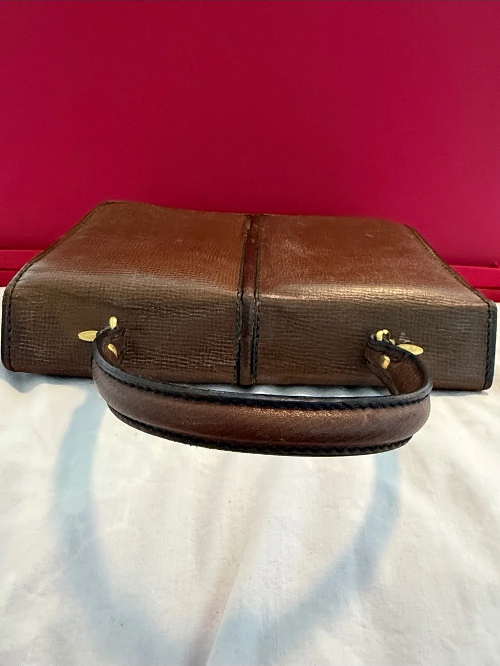 Classic leather vintage  Brown Structured Top-Handle Women's Bag